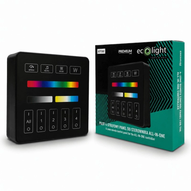 Czarny pilot panelowy LED 4-strefowy Eco Light All-in-One