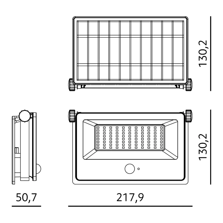 Wymiary naświetlacza solarnego NCS G2 30W Kobi