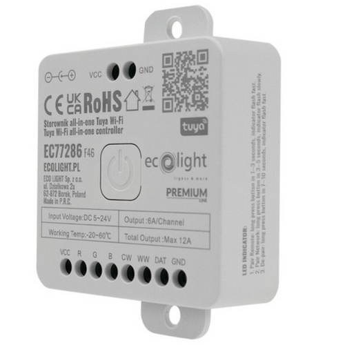 Sterownik LED Tuya Wi-Fi 5–24V 12A.