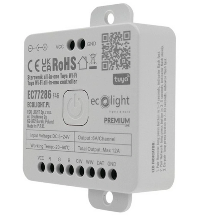 Sterownik LED Tuya Wi-Fi 5–24V 12A.
