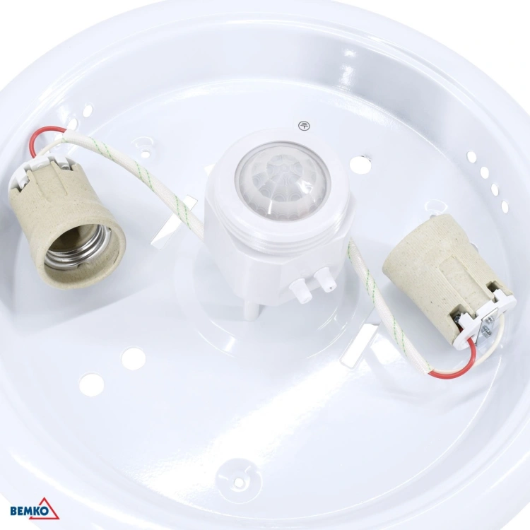 PLAFONIERA TAZAN Z CZUJ. PODCZER. 2X40W E27 IP20 SZKŁO+STAL+PLASTIK