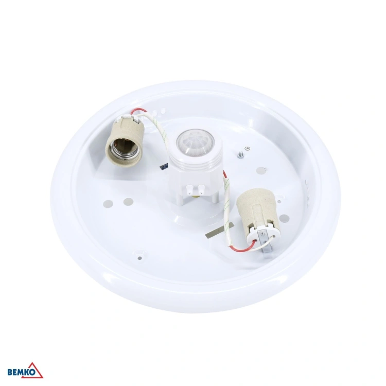 PLAFONIERA TAZAN Z CZUJ. PODCZER. 2X40W E27 IP20 SZKŁO+STAL+PLASTIK