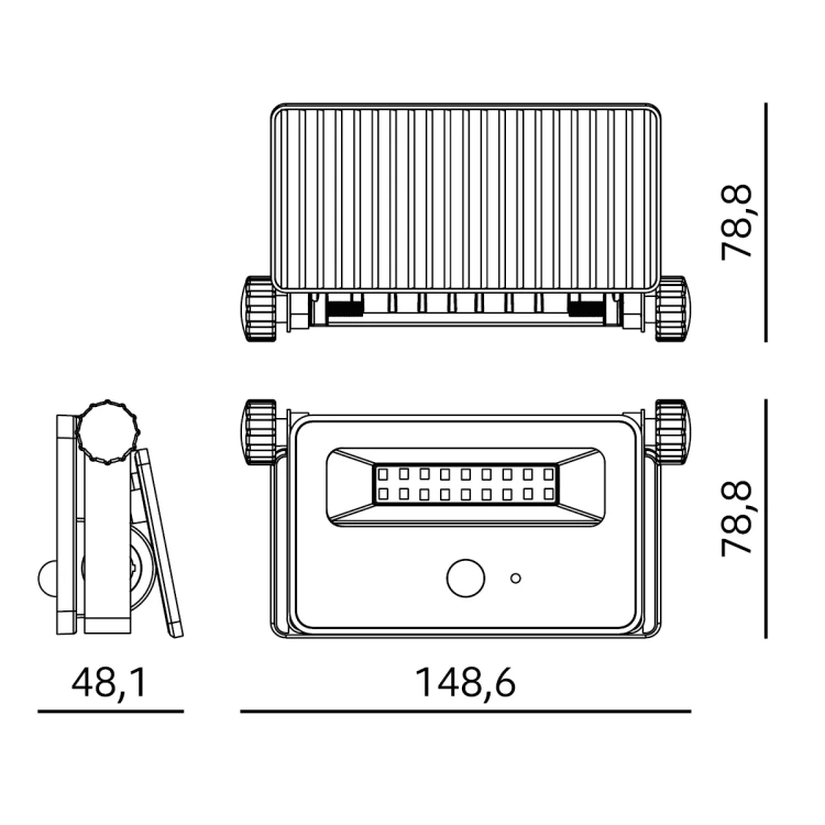 Wymiary naświetlacza solarnego NCS G2 10W Kobi
