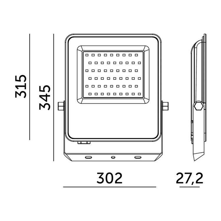 Wymiary naświetlacza LED ULSAN 200W Kobi Pro