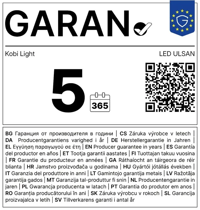 Informacja o 5 letniej gwarancji