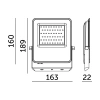 Wymiary naświetlacza LED ULSAN 50W 189x163x22mm