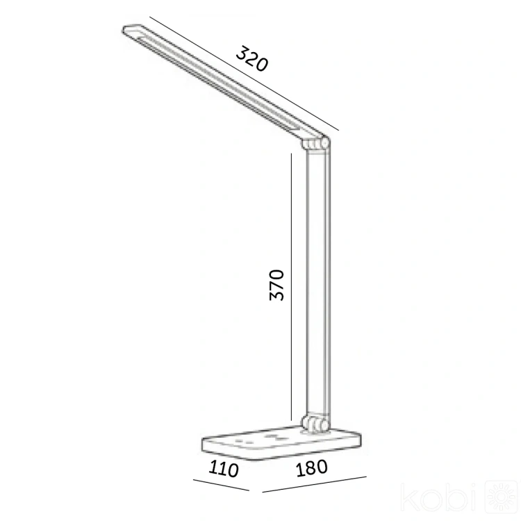 Wymiary lampki biurkowej LED NOBLITE Q