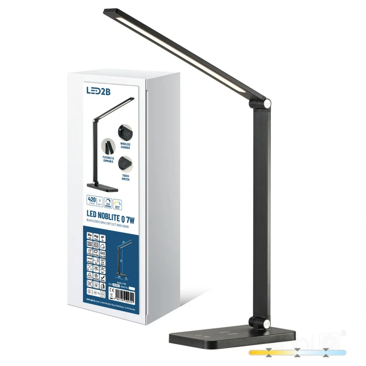 Lampka biurkowa LED NOBLITE Q 7W 3CCT czarna LED2B