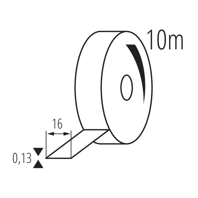 Wymiary taśmy Kanlux IT-2 10m x 16mm x 0,13mm