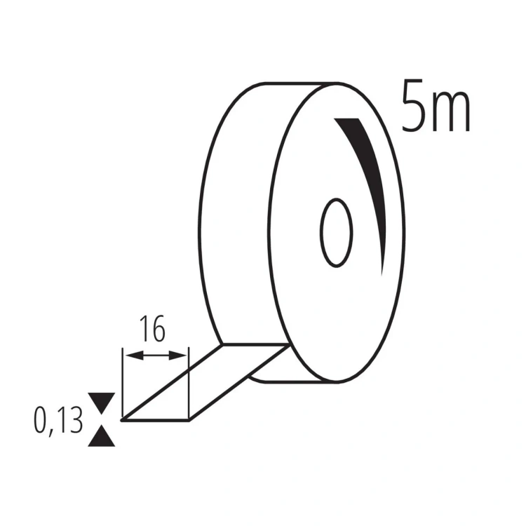 Wymiary taśmy Kanlux IT-2 5m x 16mm x 0,13mm