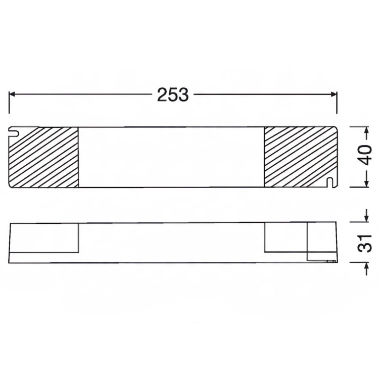 Zasilacz LEDVANCE PERFORMANCE 120W 24V rysunek wymiarowy