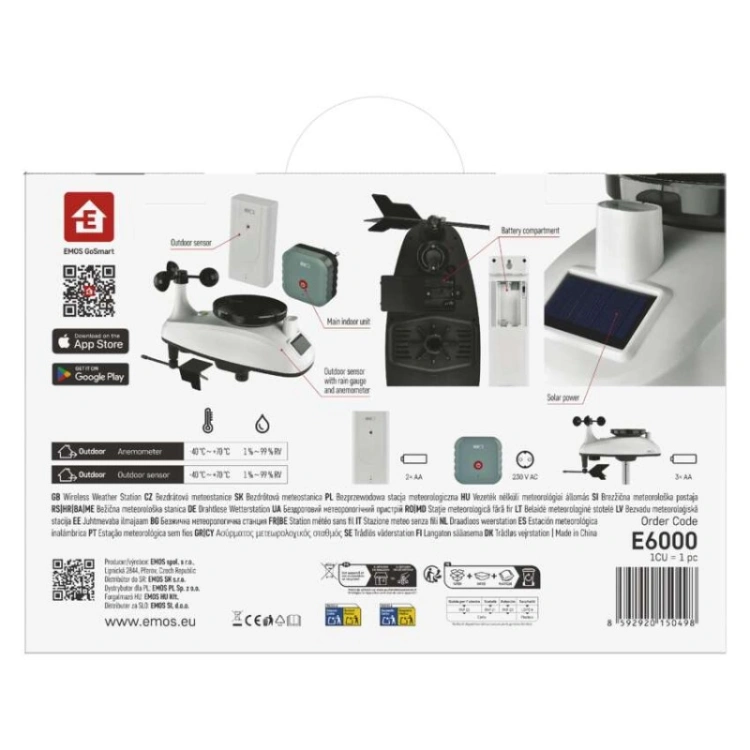 Stacja pogodowa E6000 z aplikacją na telefon, WiFi