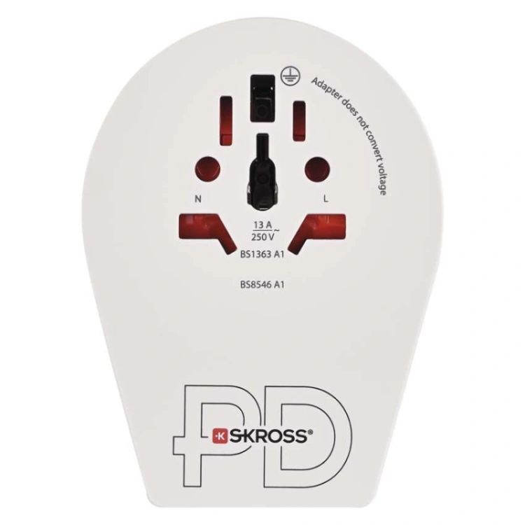 Adapter podróżny do Europy Centralnej, biały, 1×USB-C, 1×USB-A