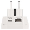 Adapter podróżny do Europy Centralnej, biały, 1×USB-C, 1×USB-A