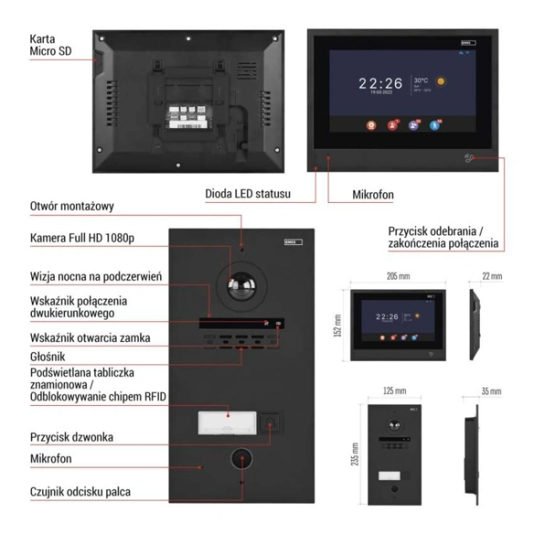 GoSmart IP-880A 2WIRE domowy wideodomofon z WiFi