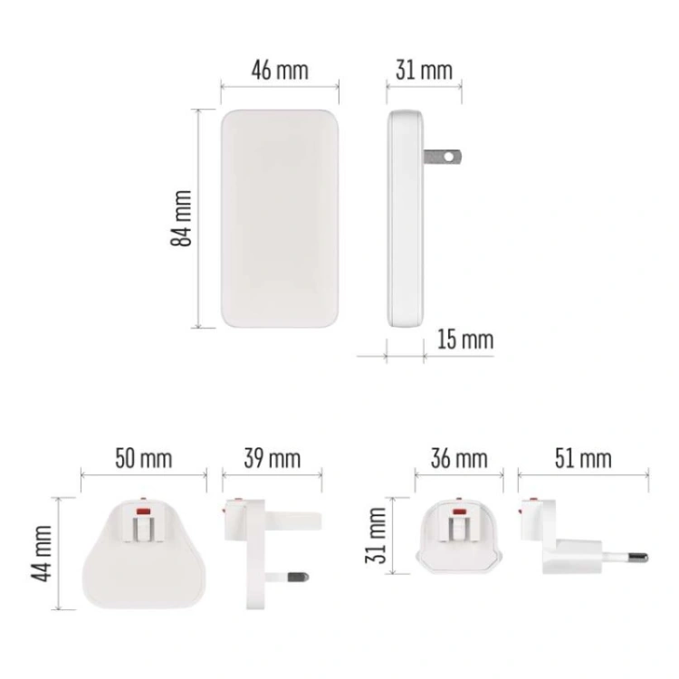 Zasilacz sieciowy USB GaN PD 65W, AC + kabel