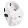Adapter podróżny do Ameryki, Afryki i Azji, biały, 1×USB-C, 1×USB-A