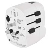 Adapter podróżny do Ameryki, Afryki i Azji, biały, 1×USB-C, 1×USB-A