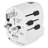 Adapter podróżny do Ameryki, Afryki i Azji, biały, 1×USB-C, 1×USB-A