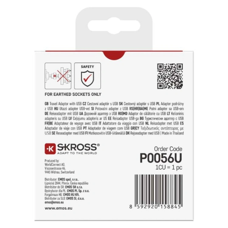 Adapter podróżny do Ameryki, Afryki i Azji, biały, 1×USB-C, 1×USB-A