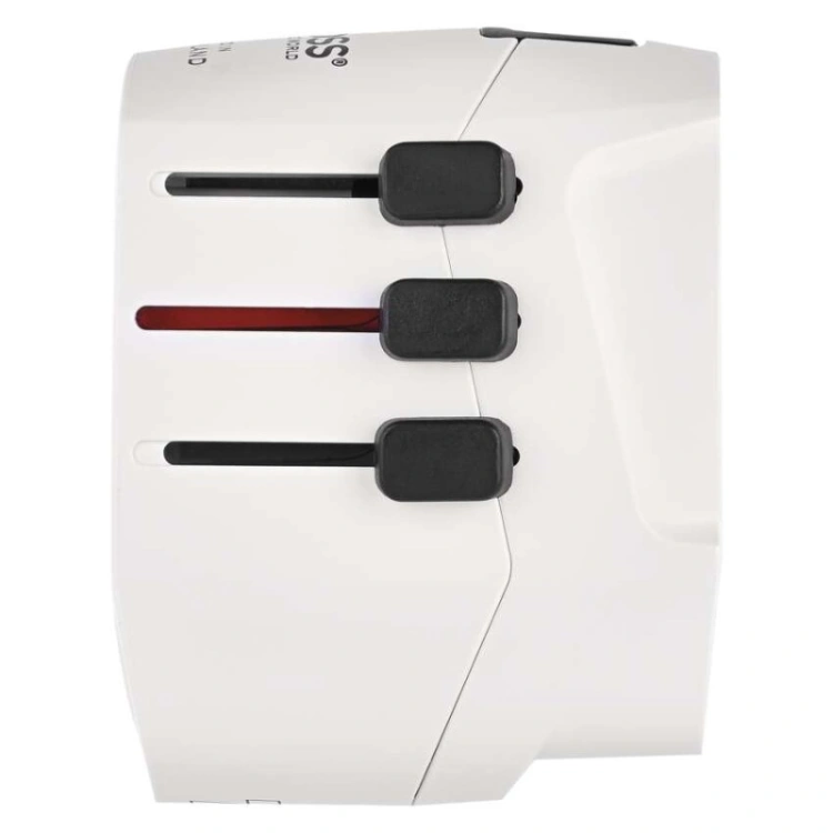 Adapter podróżny do Ameryki, Afryki i Azji, biały, 1×USB-C, 1×USB-A