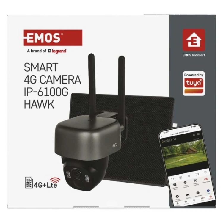 GoSmart Kamera zewnętrzna IP-6100G HAWK z 4G LTE, akumulatorem i panelem solarnym