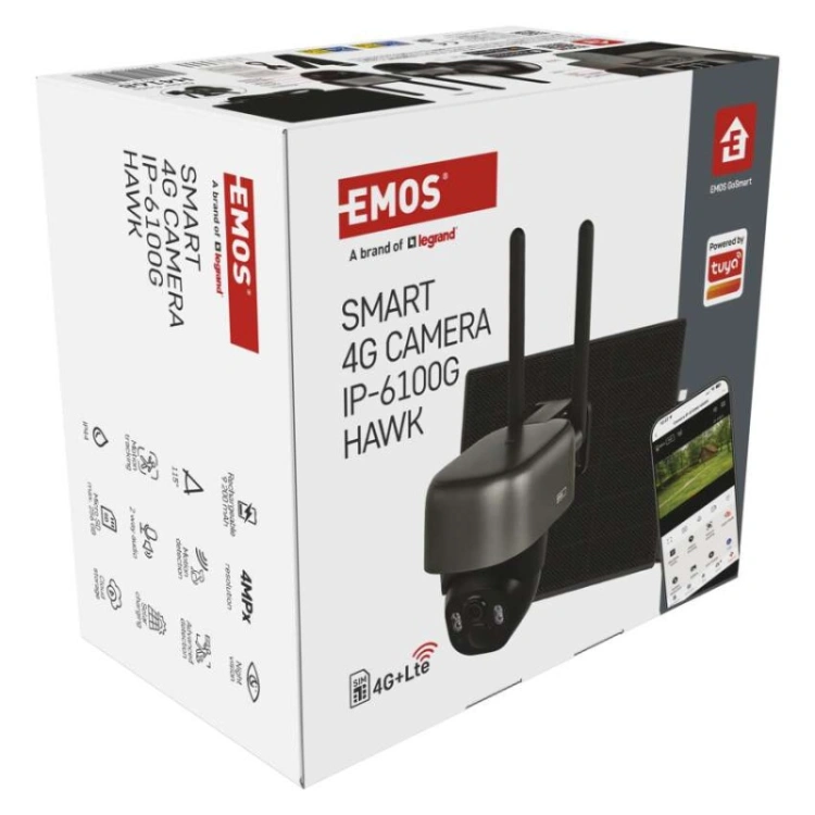 GoSmart Kamera zewnętrzna IP-6100G HAWK z 4G LTE, akumulatorem i panelem solarnym