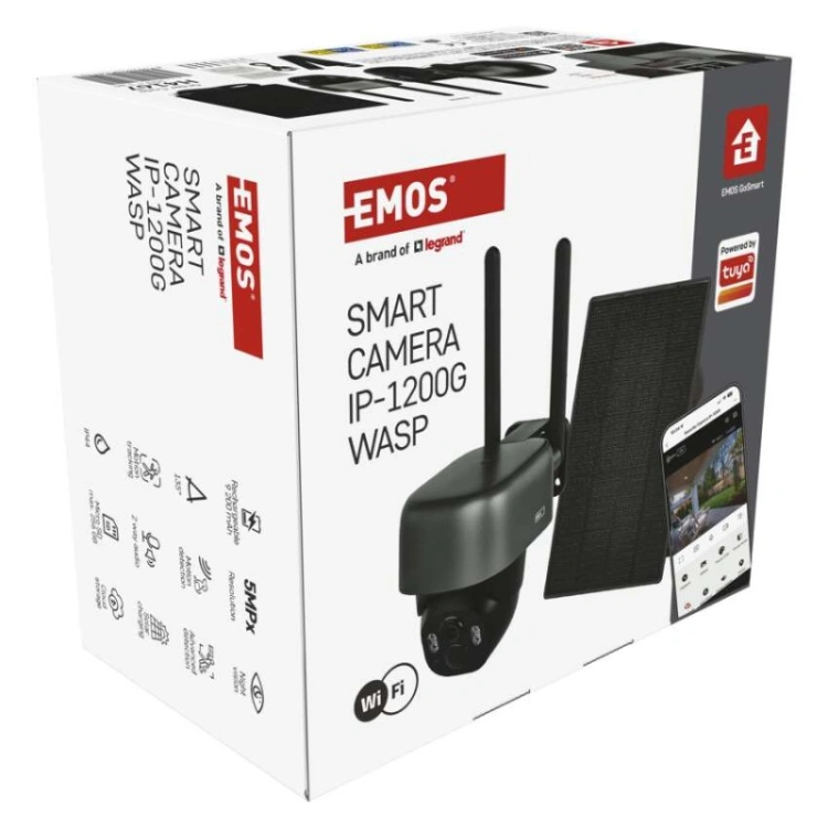 GoSmart Kamera zewnętrzna IP-1200G WASP z WiFi, akumulatorem i panelem solarnym