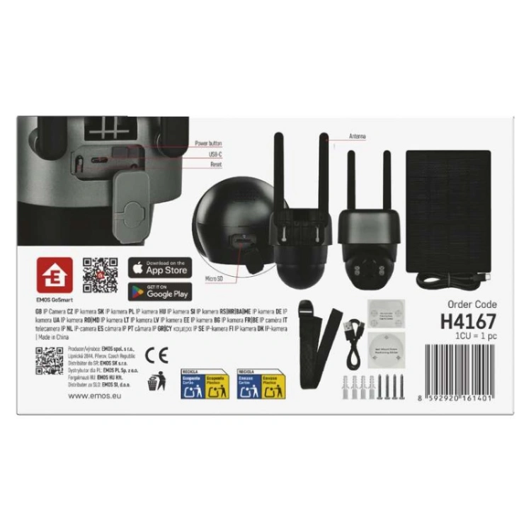 GoSmart Kamera zewnętrzna IP-1200G WASP z WiFi, akumulatorem i panelem solarnym