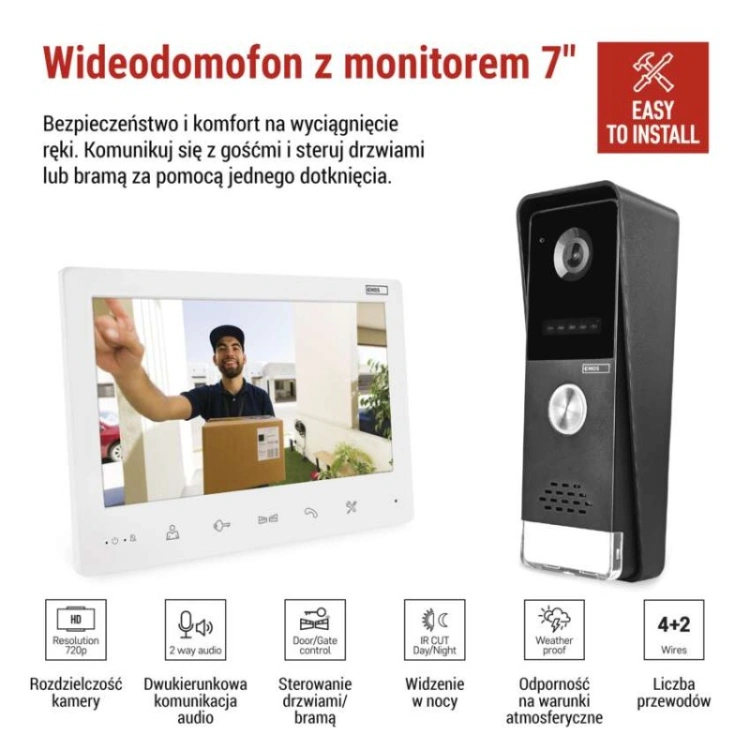 EM-LS07HD domowy wideodomofon zestaw