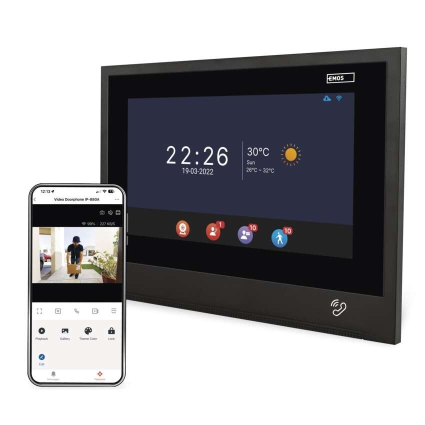 Dodatkowy monitor wideodomofonu EMOS GoSmart IP880B 7 cali czarny