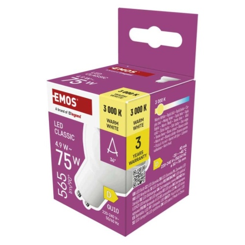 Żarówka LED Classic MR16 / GU10 / 4.9 W (75 W) / 565 lm / Ciepła biel