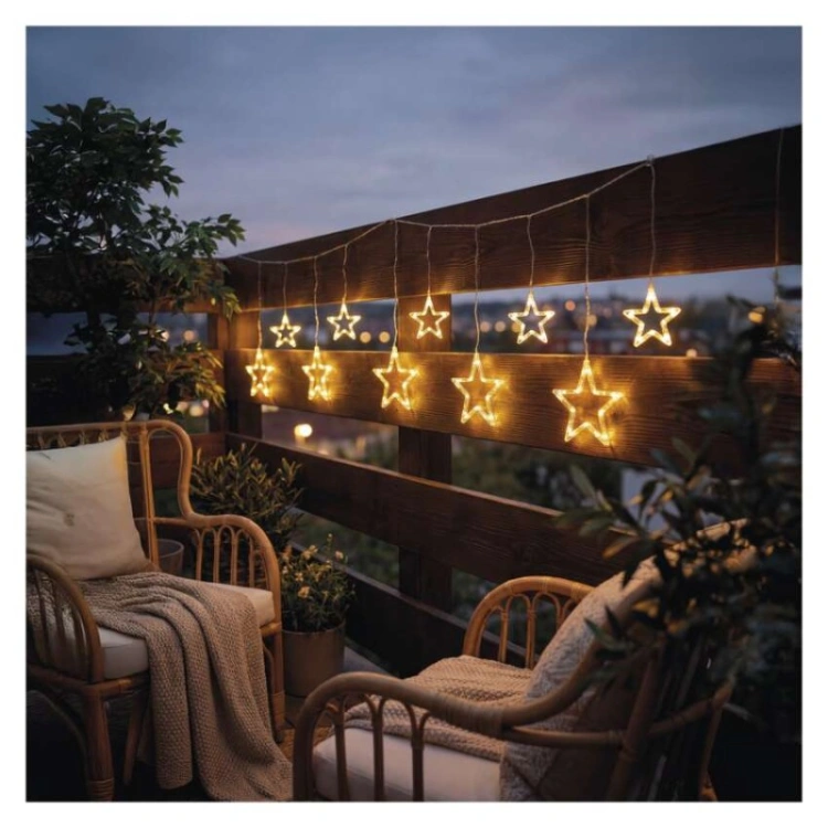 Dekoracje - 125 LED sople gwiazdki 190x50 cm ciepła biel, IP44