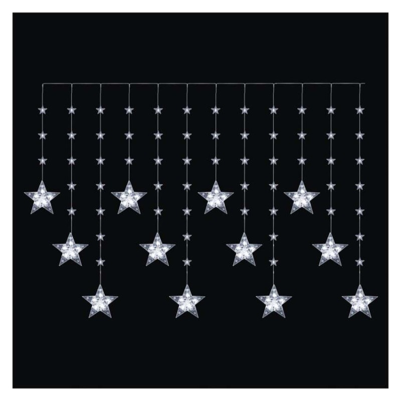Świąteczna girlanda LED – gwiazdki, 170 x 85 cm, 3 baterie AA, IP44. zimna biała, timer