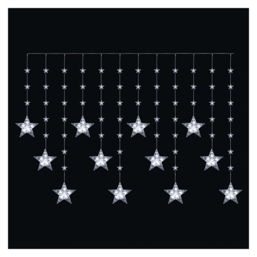 Świąteczna girlanda LED – gwiazdki, 170 x 85 cm, 3 baterie AA, IP44. zimna biała, timer