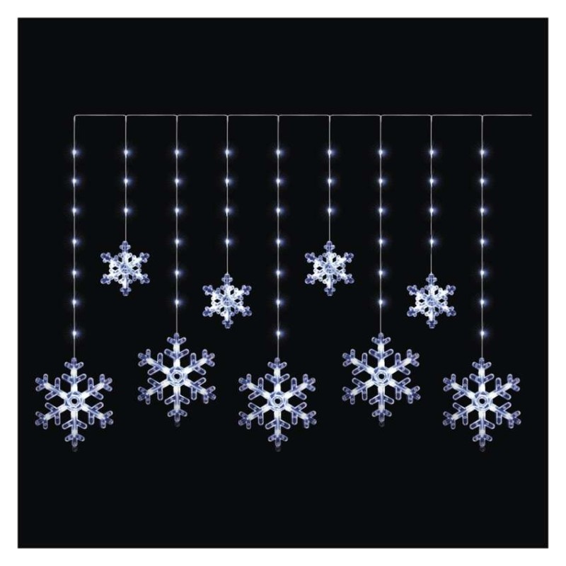 Świąteczna girlanda LED – płatki śniegu, 160 x 95 cm, IP44. zimna biała, timer