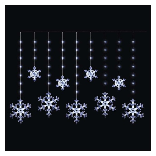 Świąteczna girlanda LED – płatki śniegu, 160 x 95 cm, IP44. zimna biała, timer