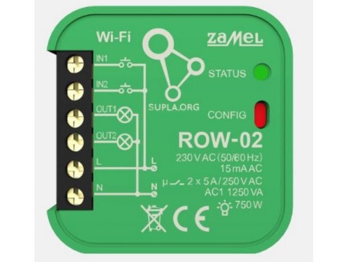 ROW-02 STEROWNIK WI-FI DOPUSZKOWY 2-KANAŁOWY