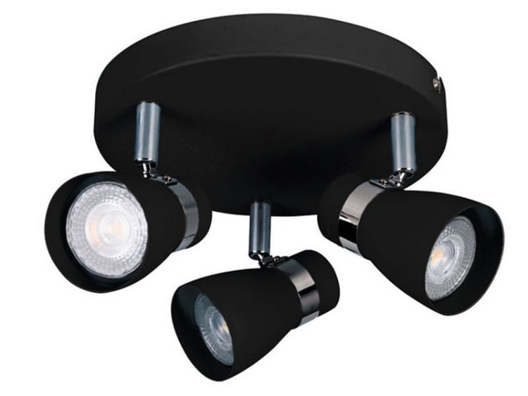 Spot 3 punktowy okrągły LED ENALI EL-3O-B czarny regulowany GU10 max.35W KANLUX 28765