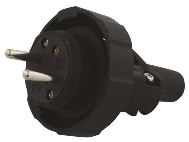 Wtyczka prosta IP65 guma czarna EMOS P0037