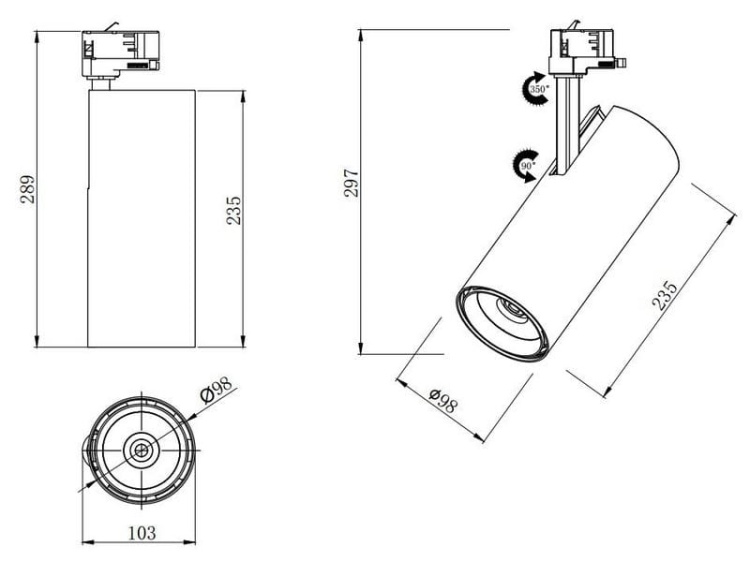 Reflektor LEDA LED obudowa biała 35W 4000K kąt światła 36D 3990lm UNILED