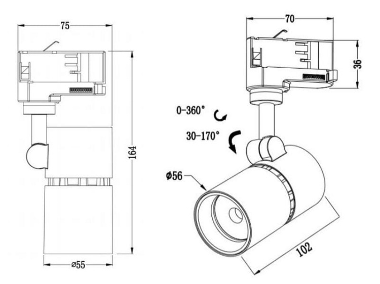 Reflektor GORI LED obudowa czarna 11W 4000K kąt światła 36D 950lm UNILED