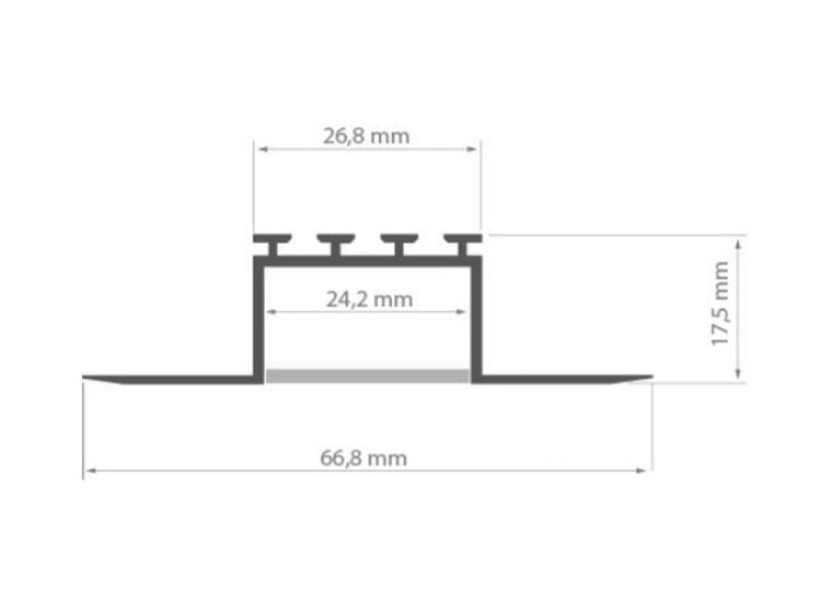 Profil montażowy KOZUS nieanodowany do płyt 16mm klosz transparentny ; odcinki: 1m, 2m, 3m KLUŚ