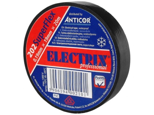 ELECTRIX  202 SuperFlex Taśma elektroizolacyjna PCW czarna