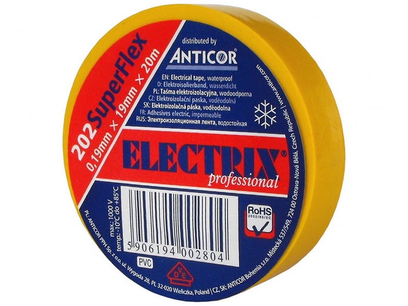 Taśma elektroizolacyjna 19mm x 20m Super Flex żółta
