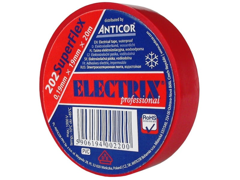 Taśma elektroizolacyjna 19mm x 20m Super Flex czerwona