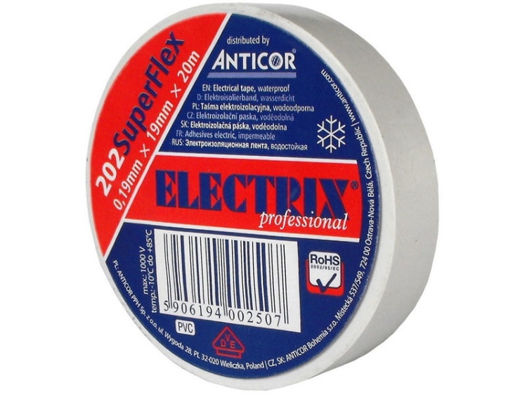 Taśma elektroizolacyjna 19mm x 20m Super Flex biała