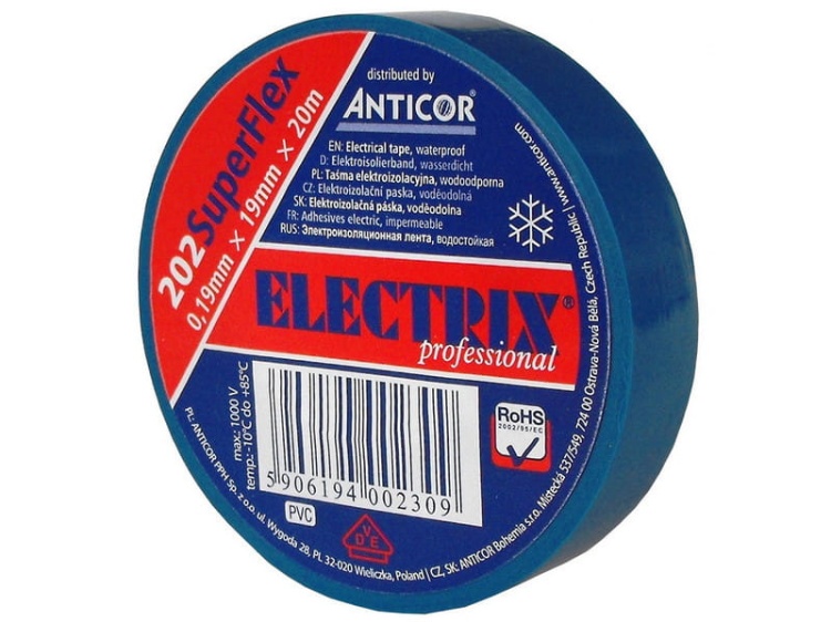 Taśma elektroizolacyjna 19mm x 20m Super Flex niebieska
