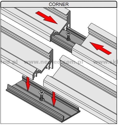 Łącznik X do profilu led aluminiowy Topmet CORNER