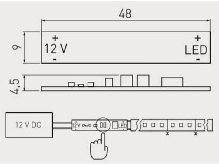 Włącznik bezdotykowy do taśm LED IP20 GTV